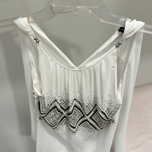 Embellished Pretty Shell | Size XXS | Color Ecru | WHBM - Picture 6 of 7